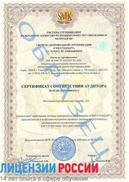 Образец сертификата соответствия аудитора №ST.RU.EXP.00006191-3 Кириши Сертификат ISO 50001